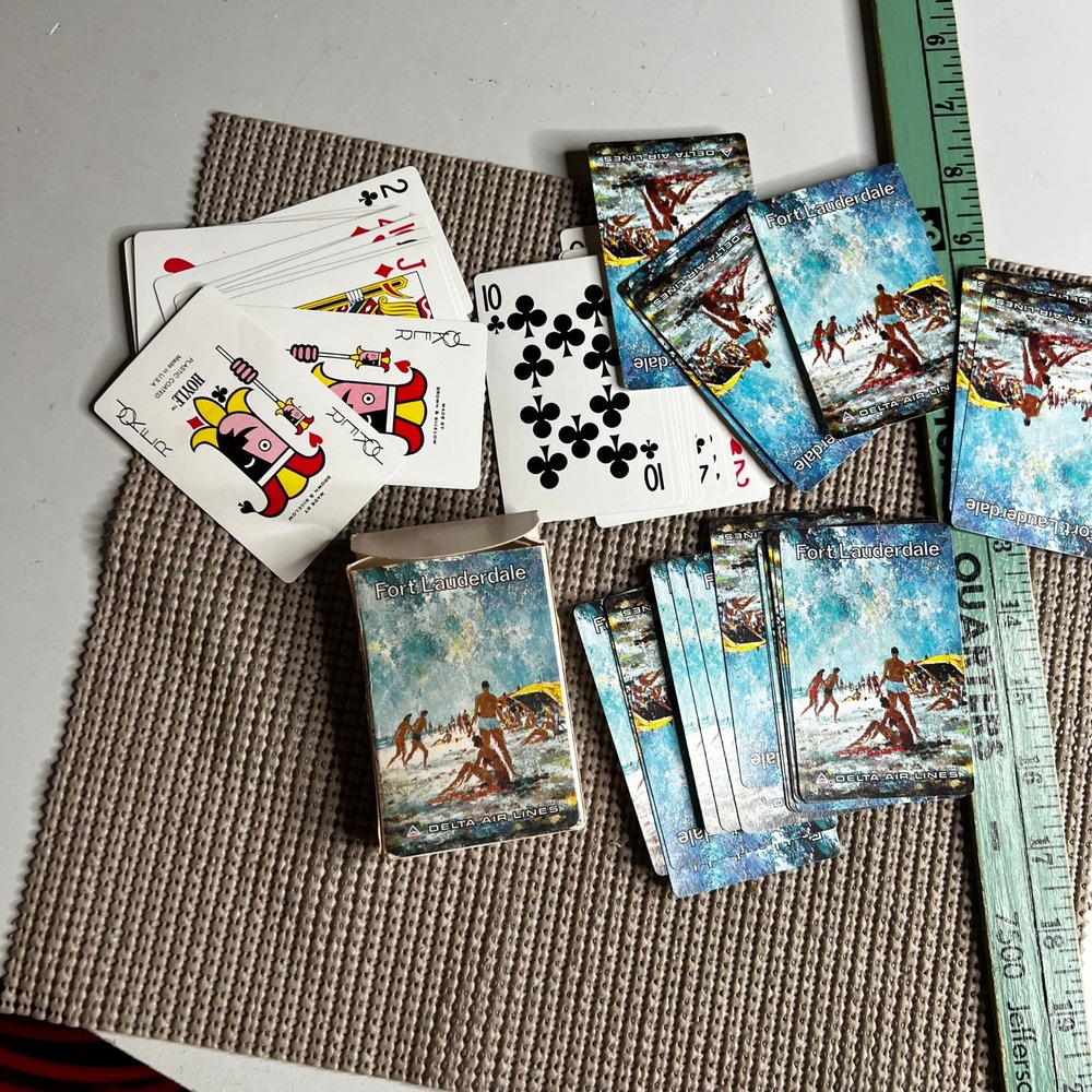 Vintage Delta Air Lines Playing Cards Fort Lauderdale Beach Hoyle Brown Bigelow
